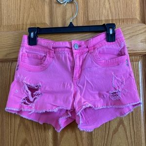 LEI Ripped Pink Jean Shorts
